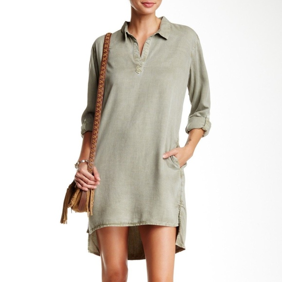Sneak Peek Tunic Shirt Dress (Khaki) - Picture 2 of 7